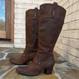 Born Leather Brown Heeled Boots